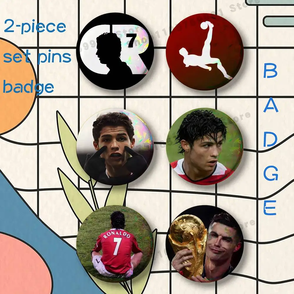 Football Star R-Ronaldo Icon 2-piece set Free Mix Backpack Clothes Jewelry Accessories Round Badge Collection Gifts