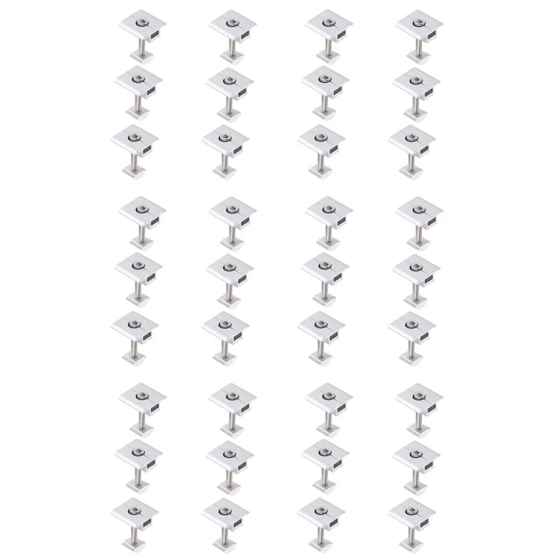 A02F-Solar Panel Bracket Centre Clamp Kit, 36 Pieces Aluminium Alloy Photovoltaic Solar Panel Centre Clamps 30Mm