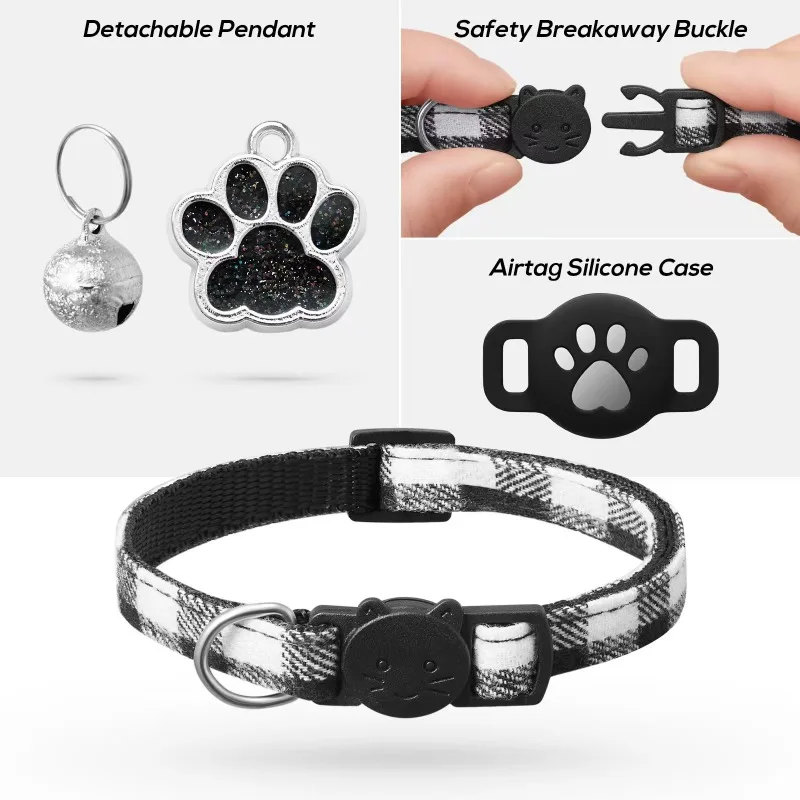 Pet Collar for Airtag Cat Collar Paw Bell Pendant Collar Locator Collar GPS Trackers Pets Accessories (Excluding Tracker) view 6