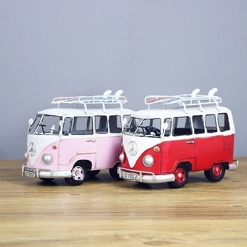 Originality Retro Double Deck Bus Car Model Iron Sheet Automobile  Ornament  Home Decoration Accessories for Living Room