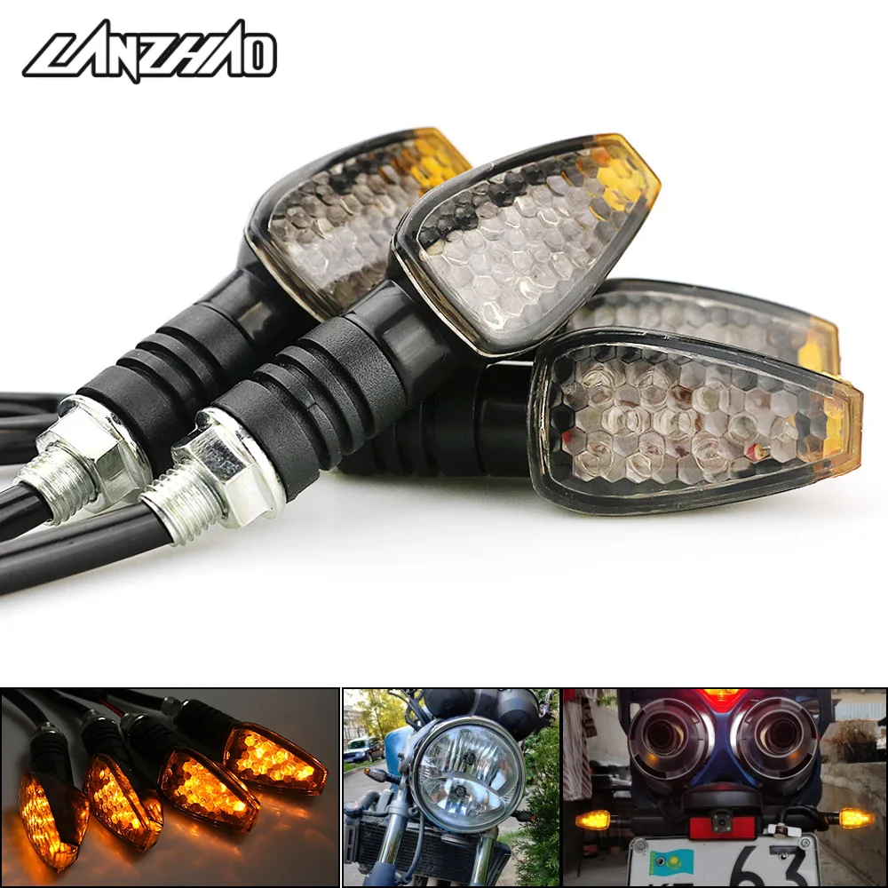 

4pcs/set Universal Motorcycle LED Turn Signals Long Short Turn Signal Indicator Lights Blinkers Flashers Amber Color Accessories