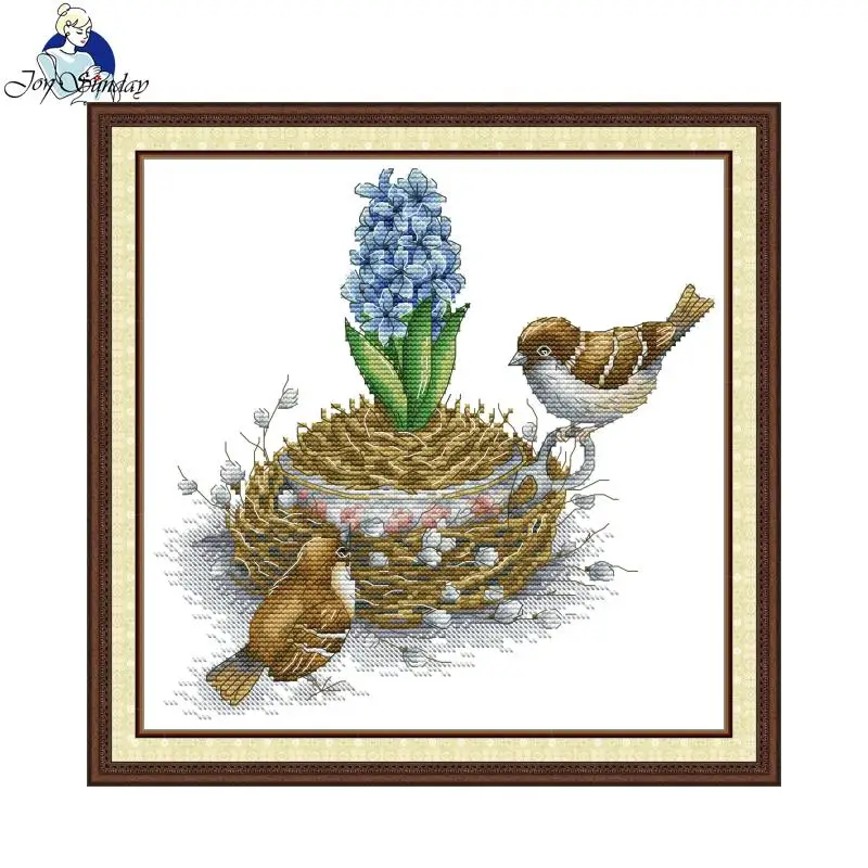 Freude Sonntag Kreuz stich Kits Vogel und Hyazinthe Muster gedruckt gezählt Aida Stoff 16/14/11ct Kunst handwerk DIY Stickerei Kits neu