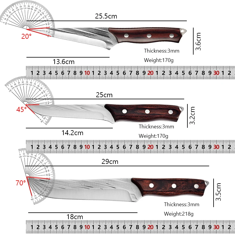 Forged Kitchen Knives Handmade Boning Knife Meat Cleaver Chef Knife Full Tang Wood Handle Butcher Knife Slicing Cutting Tools