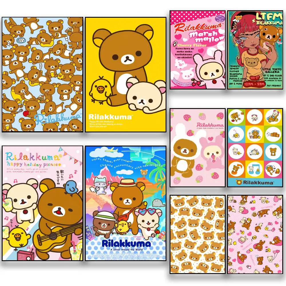 Character R-Rilakkuma Cute Bear Poster HD Removable Wall Art Gift Bedroom Lounge Dorm Office Gaming Cafe Bars