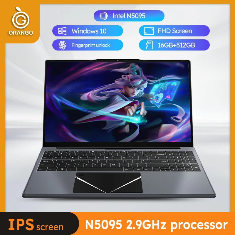

ORANGO Laptop 15.6 inch Intel N5095 Windows 10 DDR4 16GB RAM Notebook Computer Gamer 1920*1080 USB *2 Portable Office Gaming PC