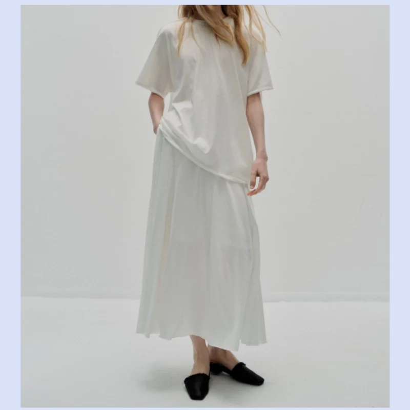 26 year new elastic waisted pure cotton simple and loose women's top