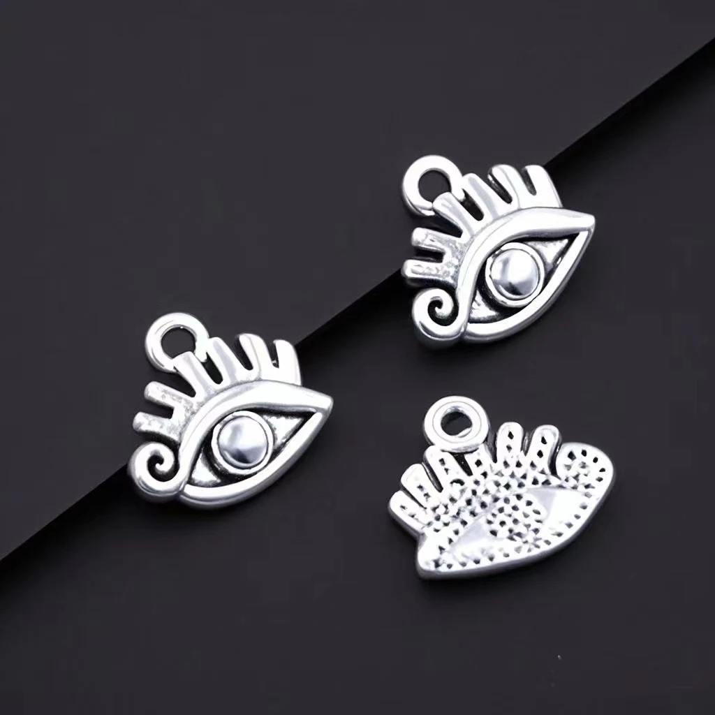 20Pcs/Lot 12*11mm Silver Color Hollow Devil's Eye Charms Pendant Designer Charms for Jewelry Making DIY Jewelry Findings