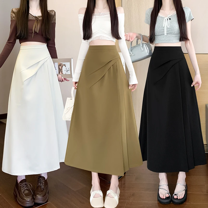 

2025 Short Tall High End Half length Skirt Spring/Summer High Waist A-line Pendant Long Skirt
