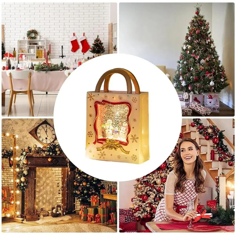 Natal globo de neve lanterna musical iluminado globo de neve lanterna alimentado por bateria luz da noite bolsa elétrica globo de neve