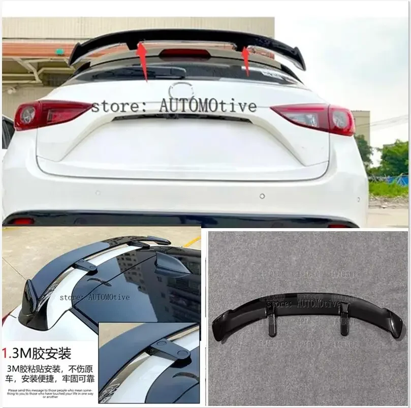 For Mazda 3 Hatchback Axela Roof Spoiler Accessories Car Trunk ABS Material Refit Black NEW Wing Tail Rear Lip 2014-2020 Year