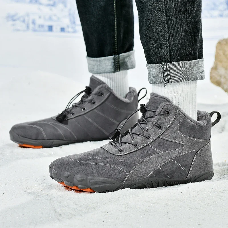 

Men Snow BareFoot Casual Shoes New Winter Booties Outdoor Work Shoes Ladies Warm Fur Men Ankle Shoes Male Snow Boots Big Size 48