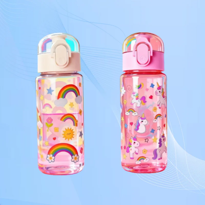 Tasse d'eau transparente imprimée en 3D avec motifs de dessins animés – 550ML de couleurs vives, résistante à la décoloration, mignonne et élégante, Durable