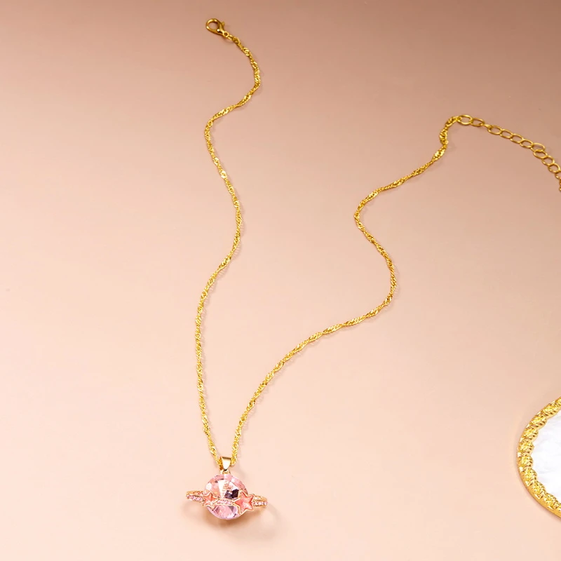 Collar de estrella de Planeta de cristal de lujo para mujer, gargantilla de circón brillante exquisita, cadena de clavícula, regalo de joyería de fiesta, moda elegante