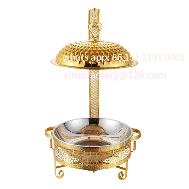 Customizable stainless steel buffet stove gold lace alcohol stove round hanging