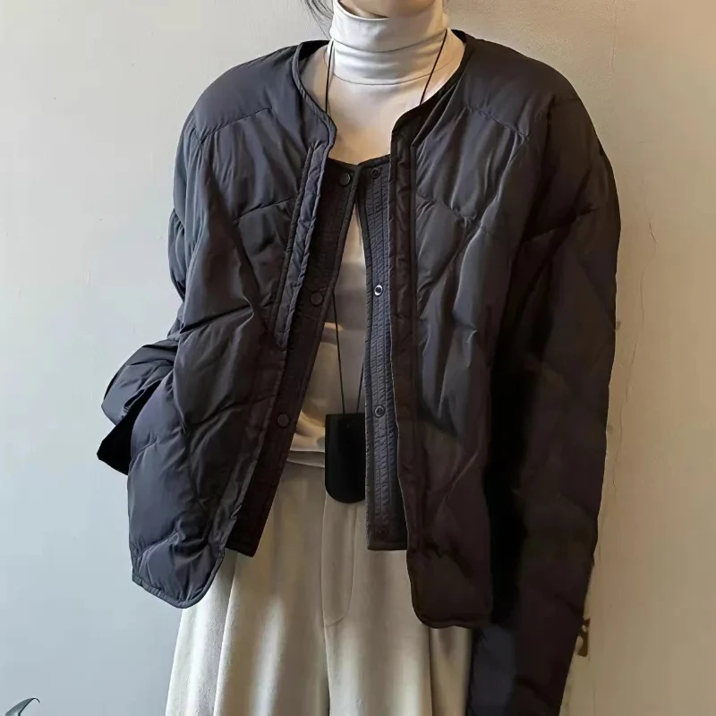 

New Cotton Jacket Short Style 2026 Spring Autumn Round Neck Korean Version Fashionable Loose Thick Quilted Coat Outerwear w1576