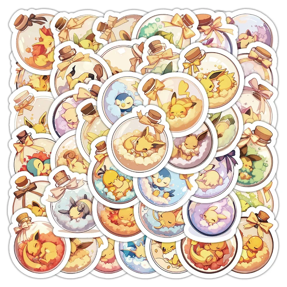 54 قطعة Kawaii أنيمي بوكيمون ملصقات لطيف بيكاتشو Eevee الكرتون الشارات المحمول الهاتف سجل القصاصات الكلاسيكية الاطفال ملصق لعبة
