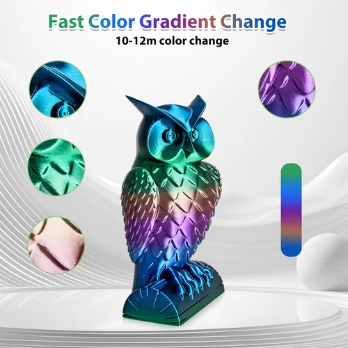 Imagen 2 del producto Filamento PLA Silk Rainbow 1.75mm - Degradado Rápido Brillante para Impresora 3D, Bobina 500g/1kg, Compatible FDM - Serie Universe