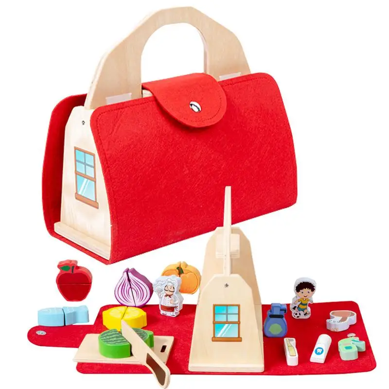 

Small Wooden Cooking Toy Kitchen Set Kids Portable Educational Enlightenment Playhouse Pretend Set Food Toys Play Set baby Gifts