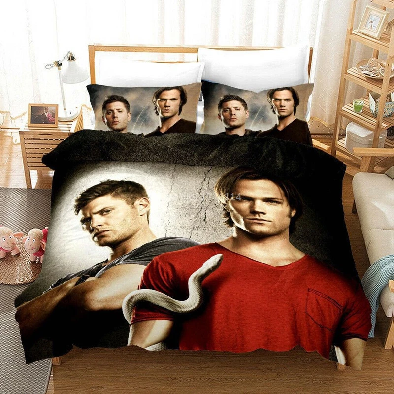 Twin Full Queen King Size Bedding Set Supernatural TV Series 3D Duvet Cover Set Comforter Cover Pillowcase Bed Linens Bedclothes