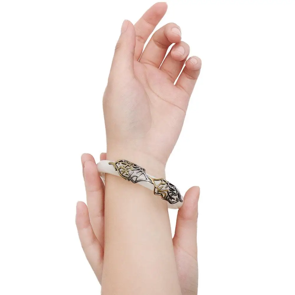 Chinese Imitation Hetian Jade  Bangles Lucky Transfer Moon Bracelets Love Between Fairy and Devil  Wristbands for Women