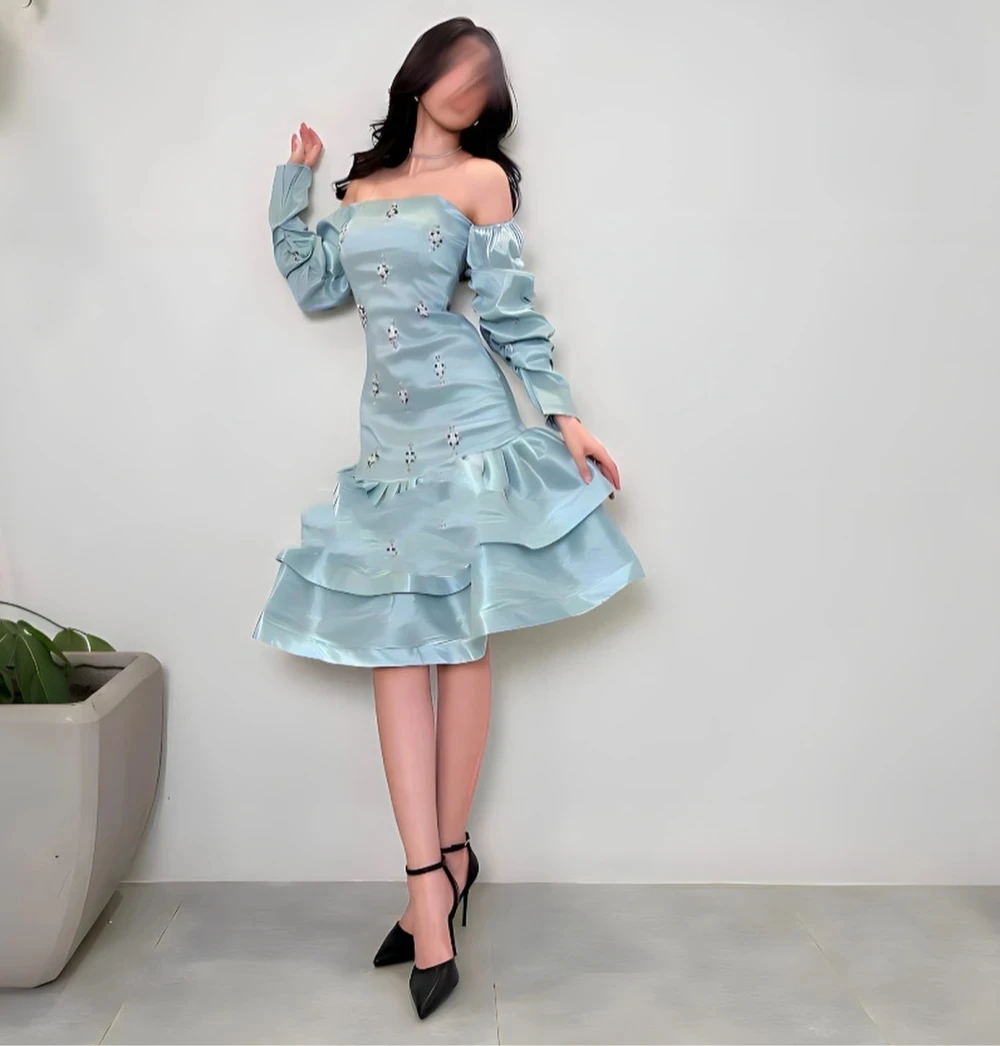 

Formal Beaded Long Sleeves Bespoke Occasion Gown Evening Dresses Pastrol Unisex Jersey Retro Dubai Saudi Arabic Prom Customized