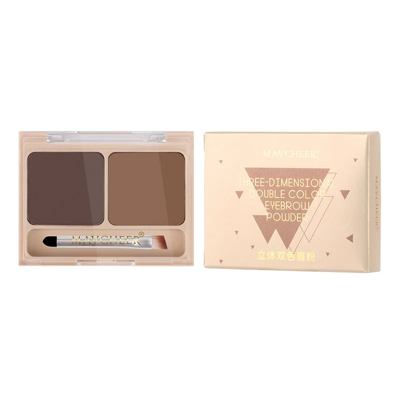 2 Color Eyebrow Powder Palette with Brush Set Three-dimensional Eyebrow Long-lasting Natural Waterproof Sweat-proof Cosmetic