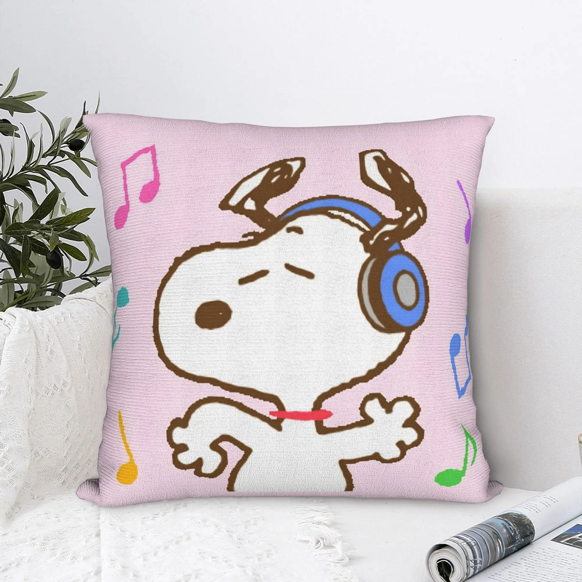 Cartoon Cute S-Snoopys Square Pillow Cases Music Cushion Cover Awesome Zipper Decor Pillowcover for Home 18