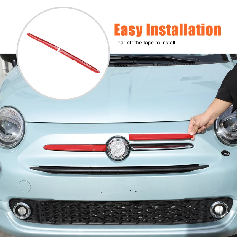 

For Fiat 500 2016-2025 ABS Carbon Fiber Car Front Logo Both Sides Frame Cover Trim Sticker Car Modification Exterior Accessories