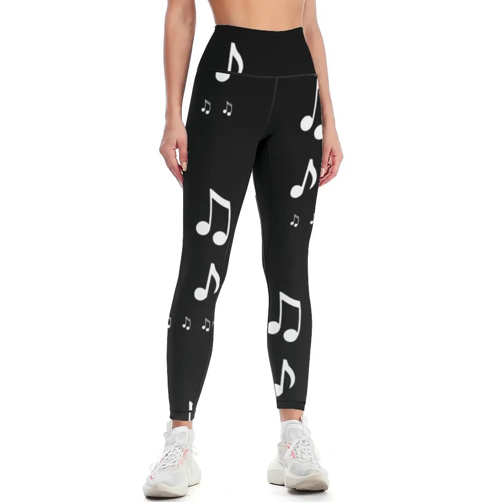 

White Music Notes Leggings Jogger pants Sweatpants Women's pants sports for push up Womens Leggings