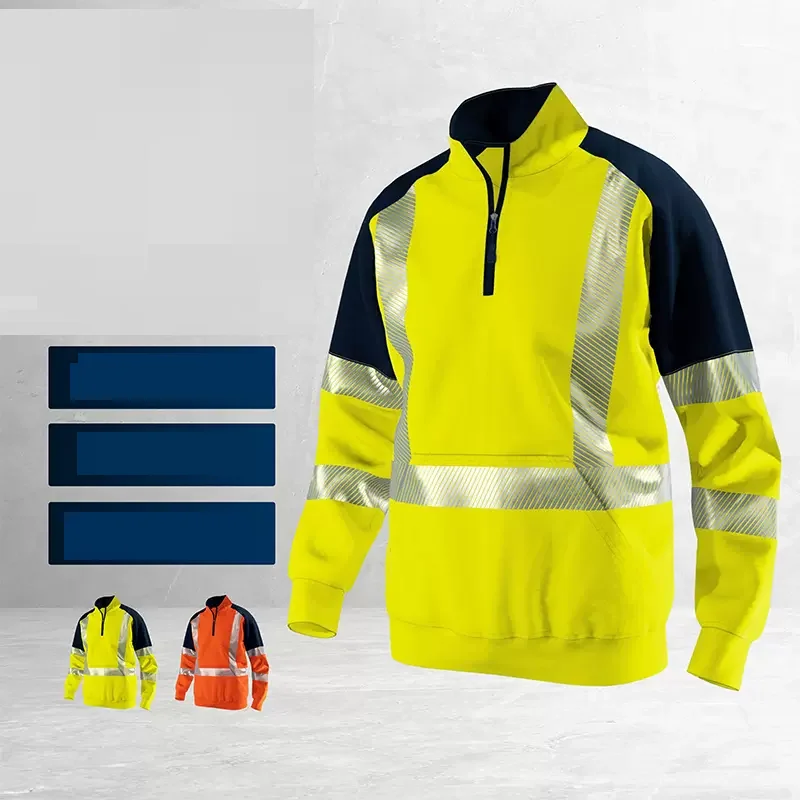 Hi VIS Viz เสื้อนิรภัยแบบสวมหัวมีฮู้ด, เสื้อกันหนาวขนแกะอบอุ่นสะท้อนแสงเสื้อแจ็คเก็ตสำหรับฤดูหนาว