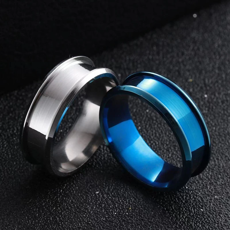 

Trendy 8mm Stainless Steel DIY Handmade Ring Empty Groove Fashion Charm Jewelry for Women And Men