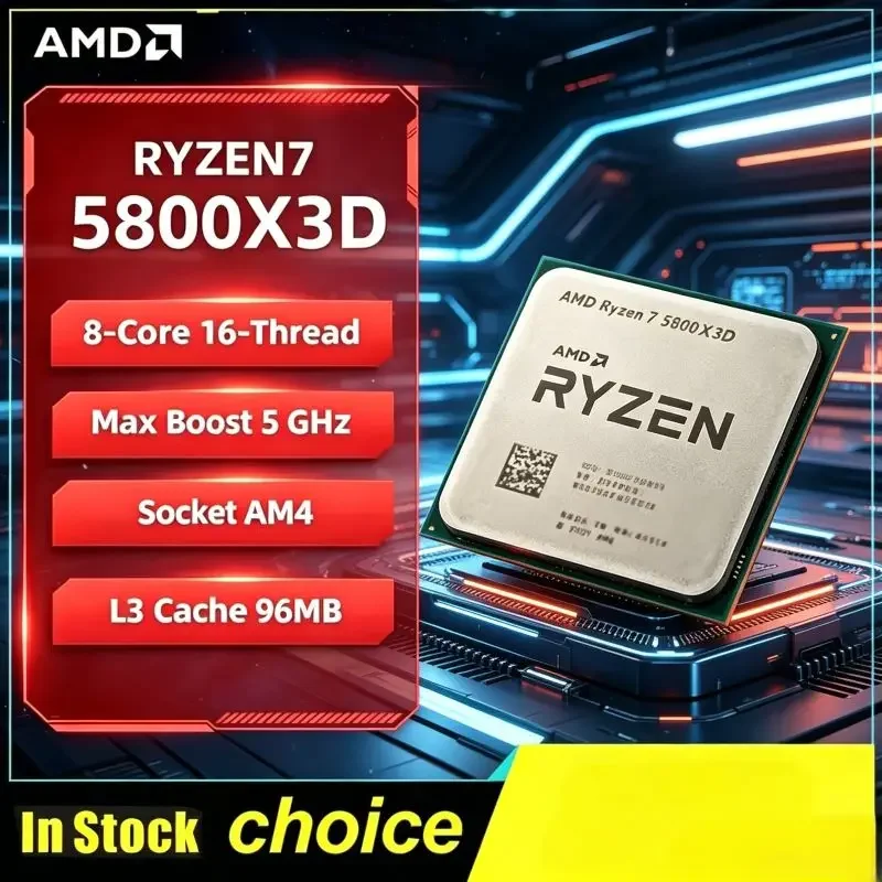 

AMD R7 5800X3D Ryzen 5000 Series Loose Piece CPU 8-Core16-Thread 5GHz 96MB DDR4 105W Gaming Desktop Hardware