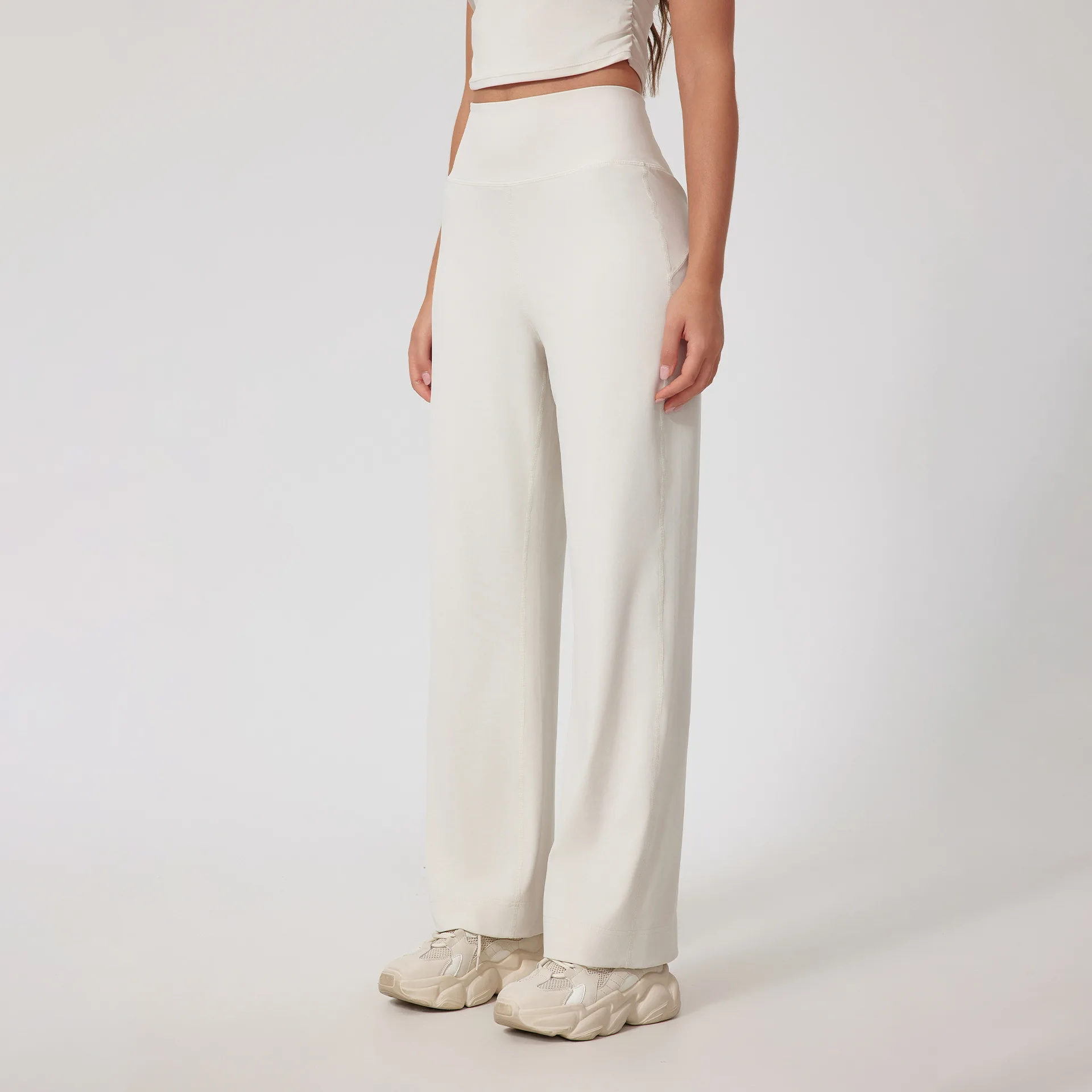 Alpha Women's High Waisted Wide Leg Straight Pants with Waist Pockets Stretch Loose Pants Comfy Casual Lounge Sweatpants image 5