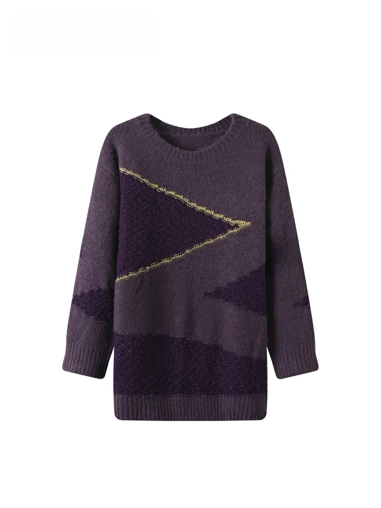 

Faionable Knitted Long Sve round Ne Sweater for plus Size Women Autumn Winter Sle Korean Design Slimming Top