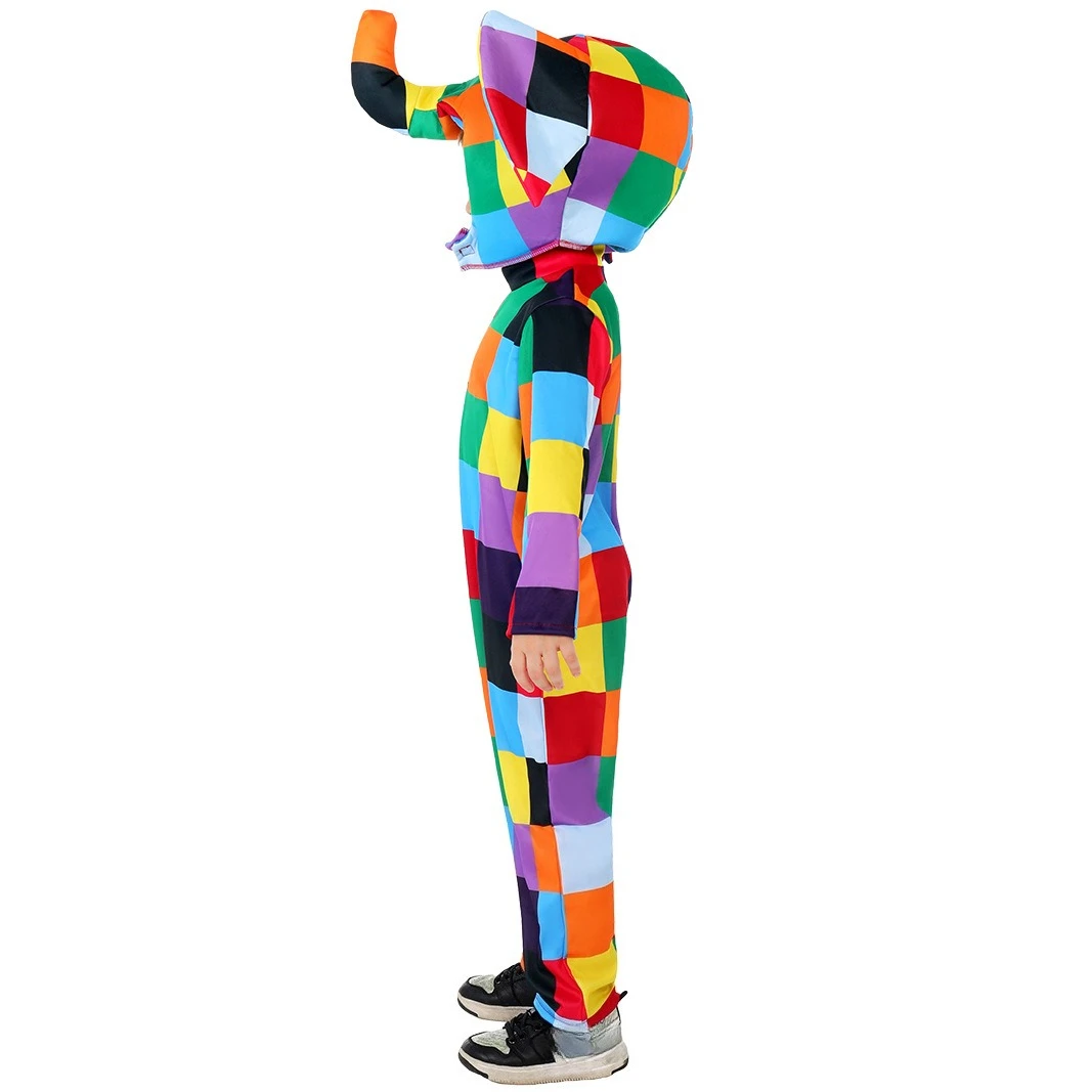 Halloween World Book Day Children Colorful Elephant Cosplay Costume Boys Girls Carnival Party Dress Up Jumpsuit Mask Set