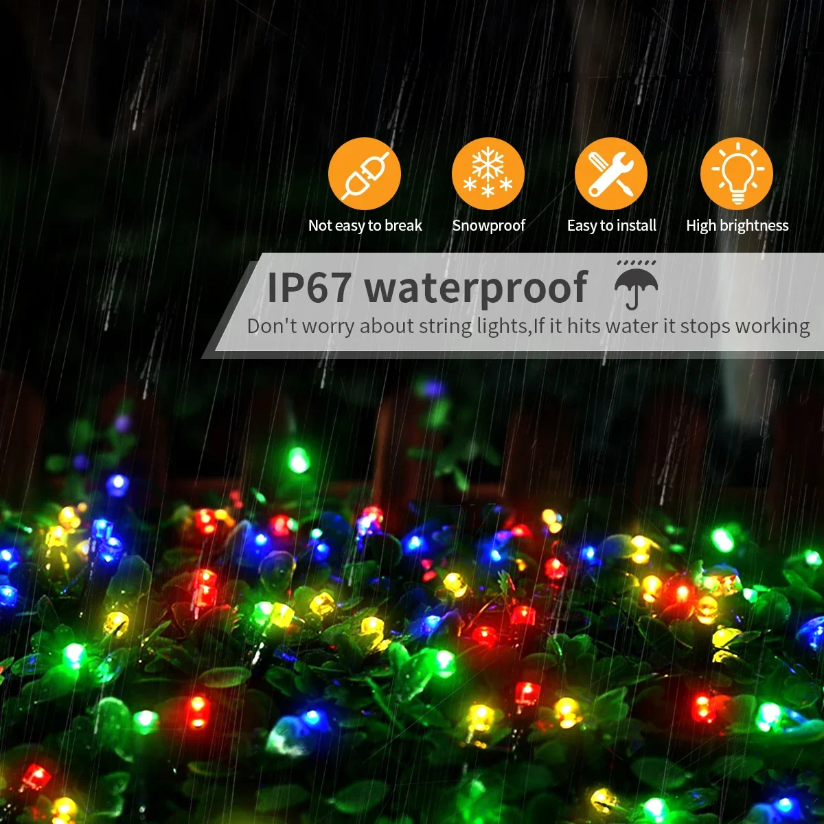 Solar‑Powered Fairy String Lights, Adjustable Solar Panel Angle & Light‑Sensing Auto On‑Off, IP67 Waterproof for Yard Garden
