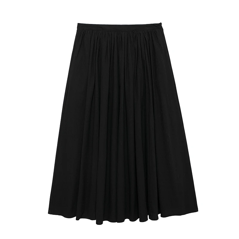 greatguy Women\'s 2024 Summer New Product Commuting Casual Versatile Solid Color Simple Pleated Loose Skirt