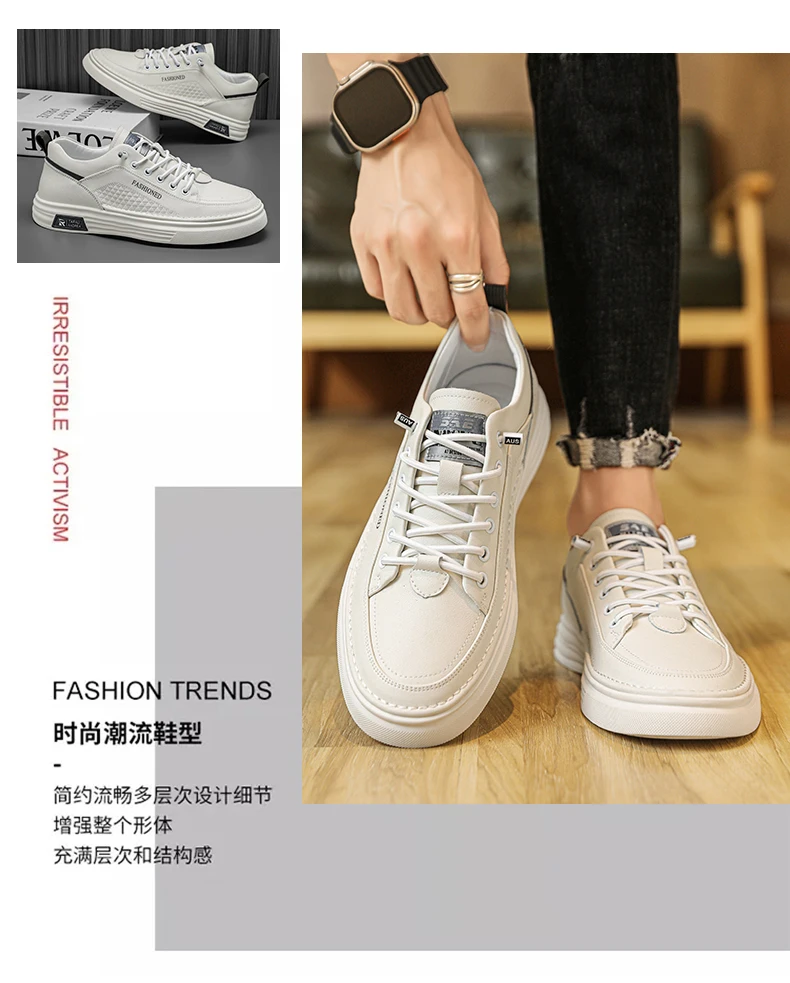 Herren-Slipper, lässige Schuhe für den Sommer, atmungsaktiv, leicht, mit weicher Sohle, flache Outdoor-Wanderschuhe, modische weiße Schuhe für Studenten. – Detail 3