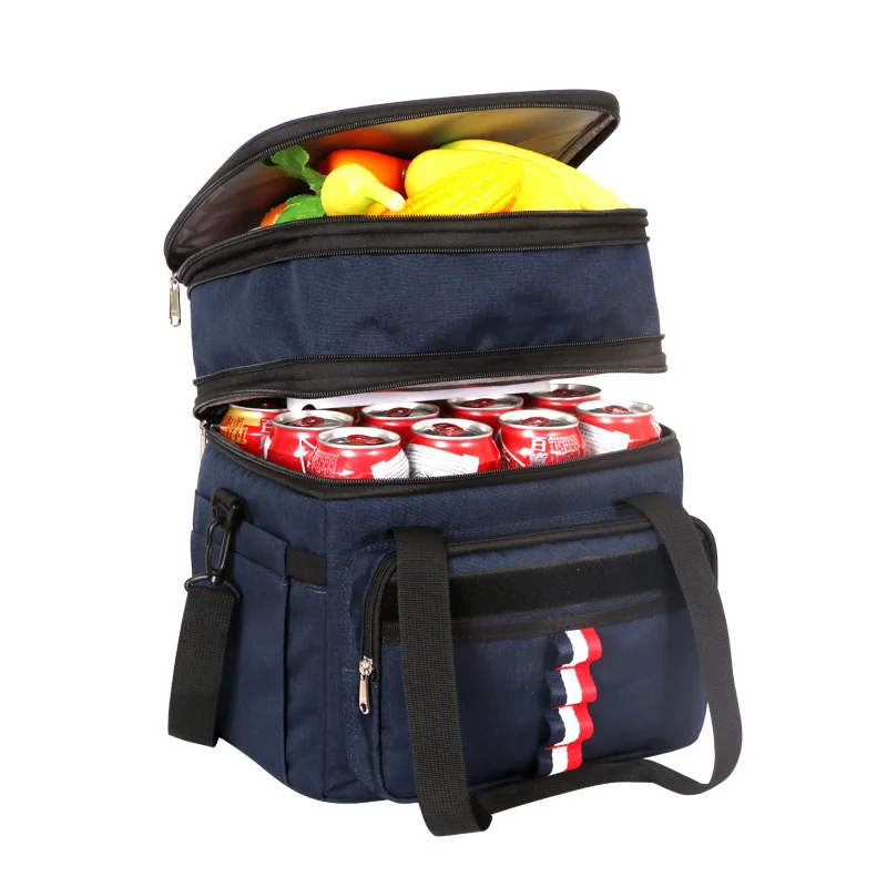 Leak-Proof Cooler Bag Portable Double Layer Ice Backpack Lunch Bag Fruit Food Knapsack Refrigerated Can Hold 36 Cans of Beer 20L