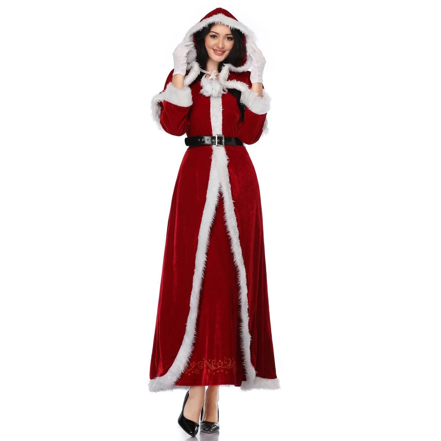 

Deluxe Classic Mrs. Claus Christmas Costume Xmas Party Santa Claus Cosplay Women Red Dress