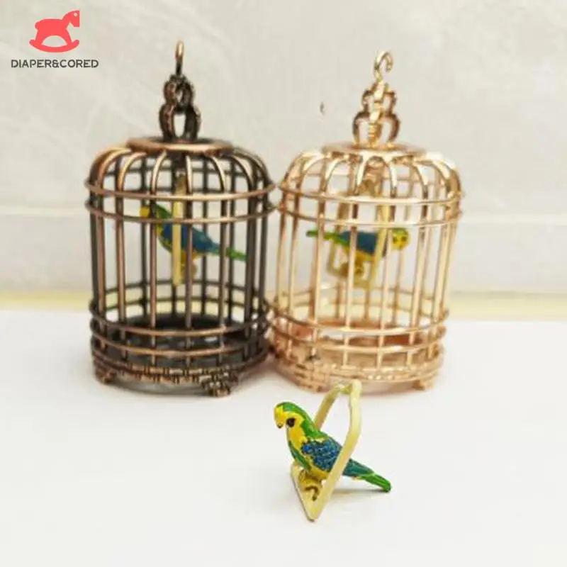 

1pcs Micro Landscape Dollhouse Miniature Furniture Metal Bird Cage For Dollhouse Decor Dollhouse Birdcage Home Decoration