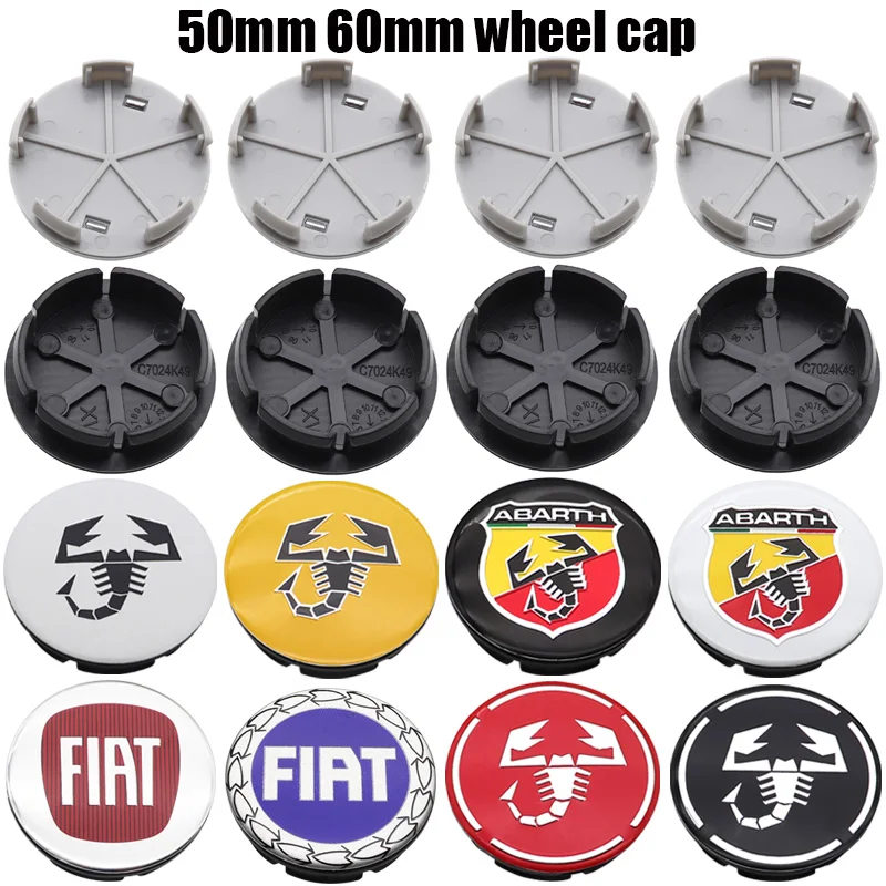 4pcs 50mm 60mm logo car emblem Wheel Center Hub Cap auto Rim refit dust-proof badge covers emblem styling accessories For 500