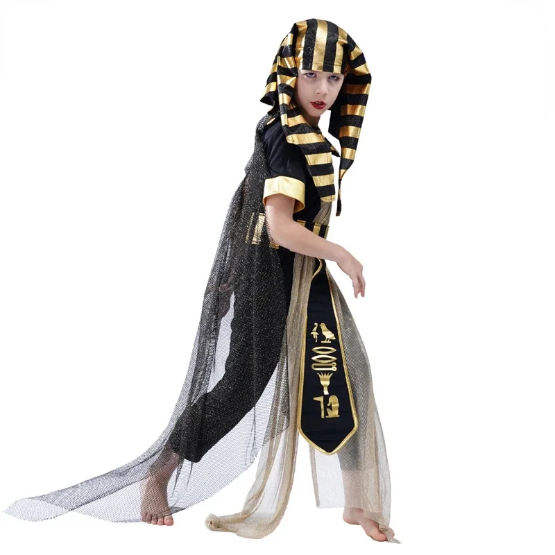 Carnival Halloween Egyptian Pharaoh Role Play Costume Domineering Pharaoh Costume Girl Boy Stage Performance Kids Costume