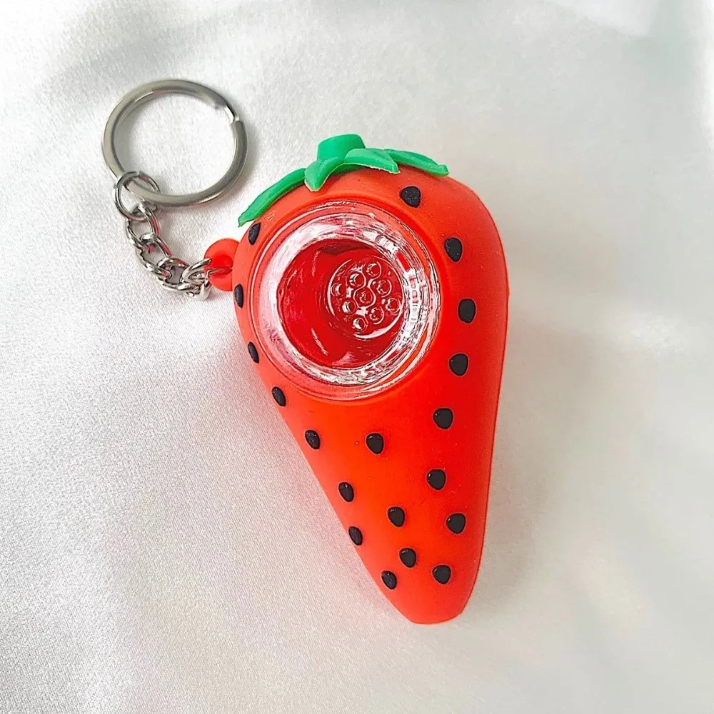 أنبوب سلسلة مفاتيح غير قابل للكسر بالفراولة مقاس 3 بوصات لاستخدام التبغ