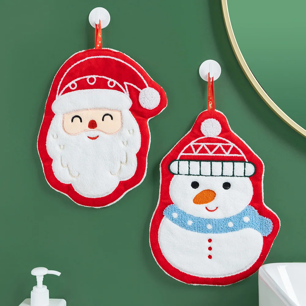 Cozinha banheiro pano de mão absorvente decoração de natal toalha de mão criativa boneco de neve papai noel forma lenço toalhas