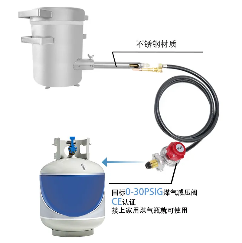 6Kg/8kg/15kg furnace, small, connected to gas tank, made of stainless steel, rapid melting of aluminum, copper, gold and silver