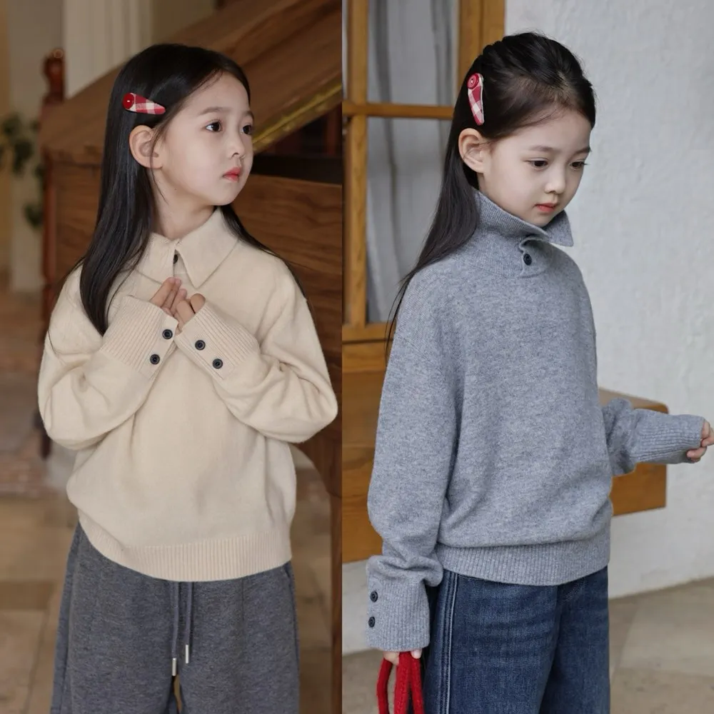 

Одежда для маленьких девочек, детские свитера, 100% шерсть, мягкий и удобный свитер для девочек, однотонные вязаные топы с воротником для мальчиков и девочек