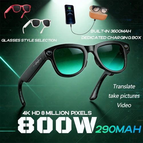 Imagen 1 del producto M02 Ultra 800W gafas inteligentes traductor foto grabación de vídeo reproducción de música con caja de carga gafas inteligentes gafas de sol hombres mujeres