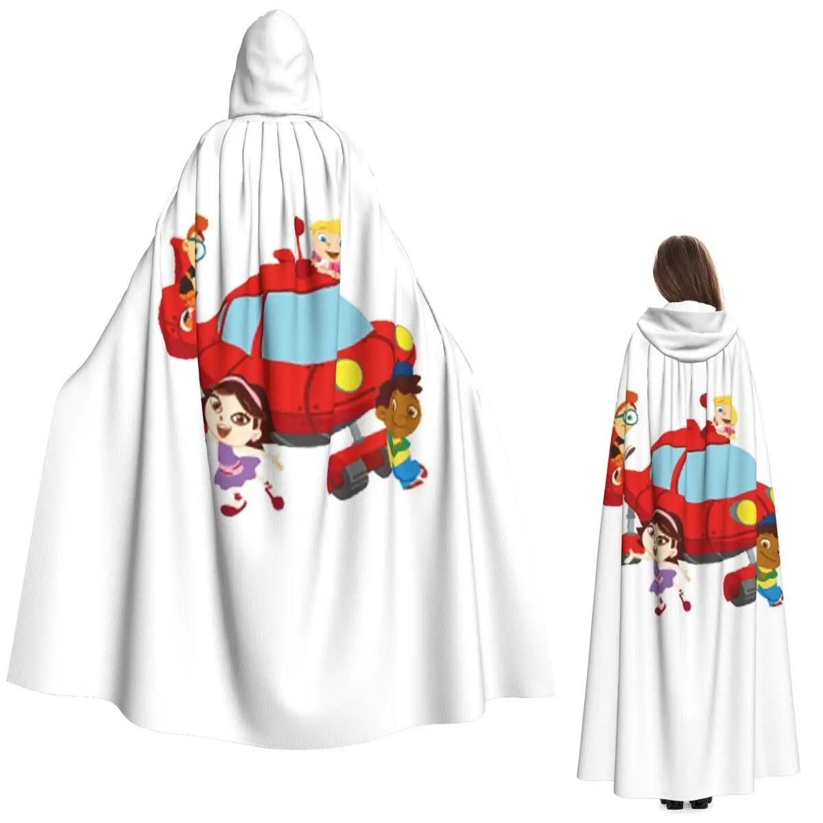 

Длинный плащ с капюшоном «Маленькие Эйнштейны», средневековый костюм ведьмы, накидка для косплея, плащ на Хэллоуин, унисекс для взрослых