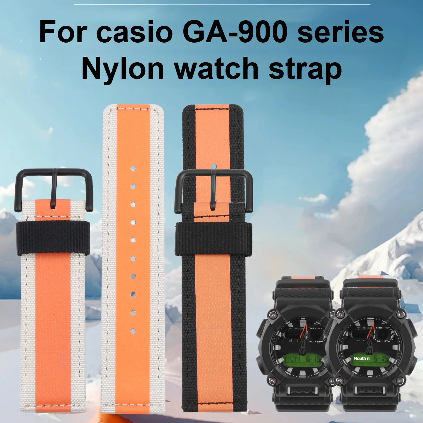 Original Style Nylon Canvas Watch Strap for Casio G-Shock GA-900 Leather Bottom Breathable Durable Sport Replacement Watch Band